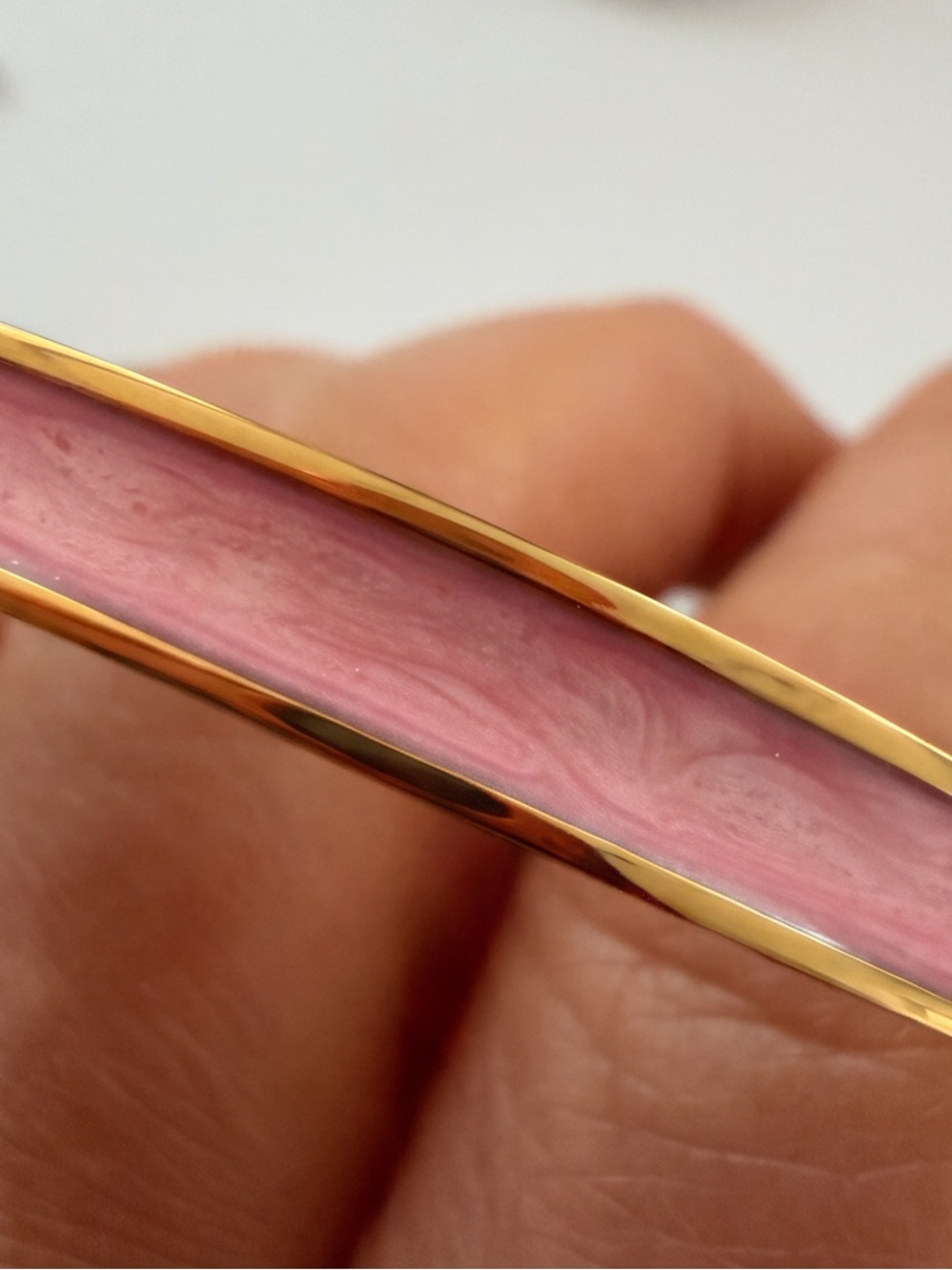 Gold-Tone Bracelet with Pink Enamel Inlay